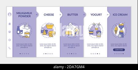 Modello vettore di onboarding dei prodotti lattiero-caseari Illustrazione Vettoriale