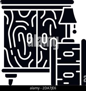 Icona glifo nero per mobili in legno Illustrazione Vettoriale