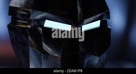 tecnologia dark metal futuristico casco robot design 3d rappresentazione illustrazione Foto Stock