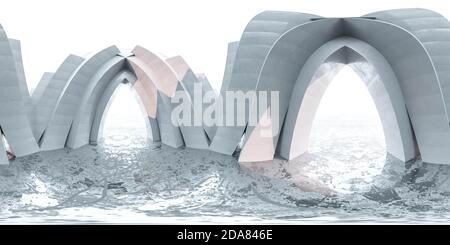 grigio gotico neo classica architettura arco moderno design astratto sfondo illustrazione del rendering 3d Foto Stock