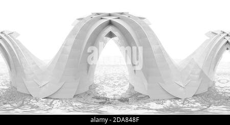 Astratto 3d equi rettangolare 360 panorama hdr vr stile moderno design ambiente di architettura neo gotica Foto Stock