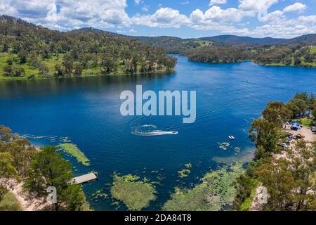 Vista aerea del lago ricreativo di Lyell vicino a Lithgow nella regione Nuovo Galles del Sud Australia Foto Stock