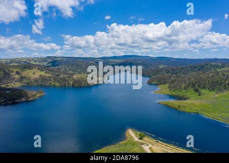 Vista aerea del lago ricreativo di Lyell vicino a Lithgow nella regione Nuovo Galles del Sud Australia Foto Stock