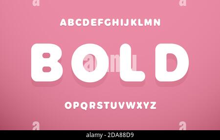 Incredibile alfabeto audace. Carattere rotondo bianco stupefacente, tipo minimalista per il logo moderno del capretto, titolo morbido, monogramma arrotondato, scritta obesa e. Illustrazione Vettoriale