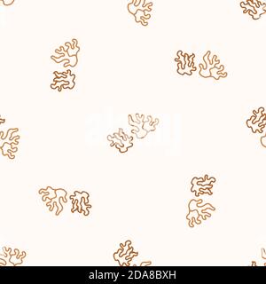Senza cuciture sfondo corallo fungo sesso neutro modello. Whimsical minimal terra 2 colore tono. Bambini carta da parati nido o boho cartone animato funghi moda Illustrazione Vettoriale