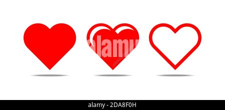 Set di icone a forma di cuore. Vettore su sfondo trasparente Illustrazione Vettoriale