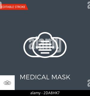 Icona della linea sottile del vettore correlato alla maschera medica. Illustrazione Vettoriale