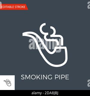Icona Smoking Pipe Thin Line Vector. Illustrazione Vettoriale