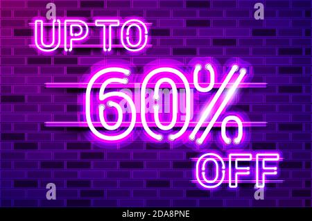 Fino al 60% di sconto sul segnale luminoso della lampada al neon viola Illustrazione Vettoriale