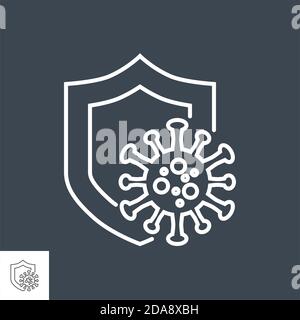 Icona della linea sottile del vettore correlato alla protezione da coronavirus Illustrazione Vettoriale