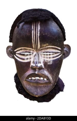 Maschera tribale africana da Dan People. Gruppo etnico mande della Costa d'Avorio Foto Stock