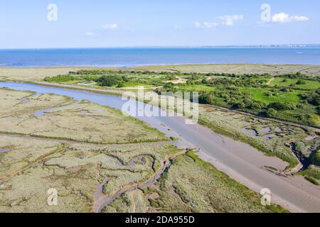 Leigh on Sea National Nature Reserve vista aerea delle paludi In Essex Foto Stock