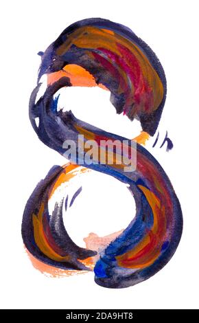 Simbolo infinito grunge. Colorato acquerello disegnato a mano illustrazione isolato su sfondo bianco. Foto Stock