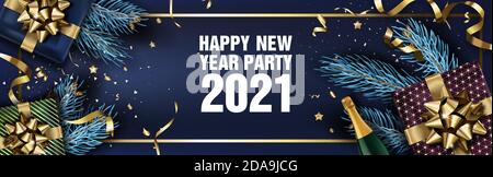 Buon natale e felice anno nuovo 2021 banner Illustrazione Vettoriale