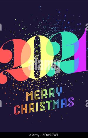 Buon Natale 2021. Biglietto d'auguri Illustrazione Vettoriale