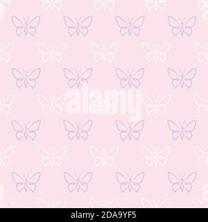 Pastel Butterfly Seamless ripetizione sfondo, semplice vettore farfalla modello. Carino semplice schema a farfalla, sfondo vettoriale. Illustrazione Vettoriale