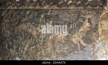 Ornamento al monastero di Gumusler nella città di Gumusler, provincia del Nigde, Turchia Foto Stock