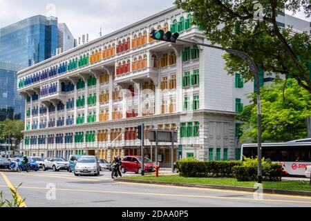 Singapore, 21/01/19. Edificio colorato della Stazione di polizia di Old Hill Street, edificio storico ed ex stazione di polizia della forza di polizia di Singapore Foto Stock