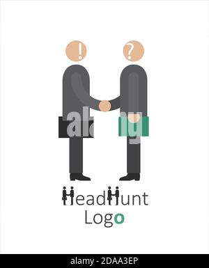 Logo per società di caccia alla testa, ricerca di lavoro, intervista di lavoro, concetto di simbolo di ricerca dei dipendenti, caccia alla testa, illustrazione vettoriale Illustrazione Vettoriale