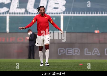 Genova, Italia. 8 novembre 2020. Chris Smalling di Roma durante la serie A match tra Genova CFC e come Roma. Foto Stock