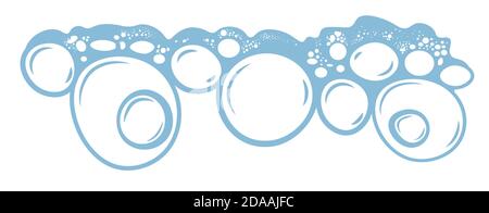 Acqua bollente, schiuma con bolle e saponette Illustrazione Vettoriale