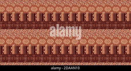 Stampa africana, modello vettoriale senza giunture in modo tradizionale africano. Ornamento etnico. Marrone caldo Illustrazione Vettoriale