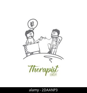 Concetto di terapista. Vettore isolato disegnato a mano Illustrazione Vettoriale