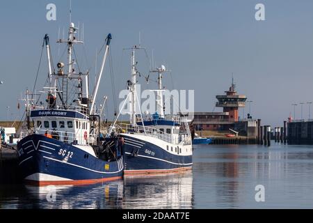 Geografia / viaggio, Germania, Schleswig-Holstein, Buesum, taglierina da pesca nel porto di fronte Buesum, diritti aggiuntivi-clearance-Info-non-disponibile Foto Stock