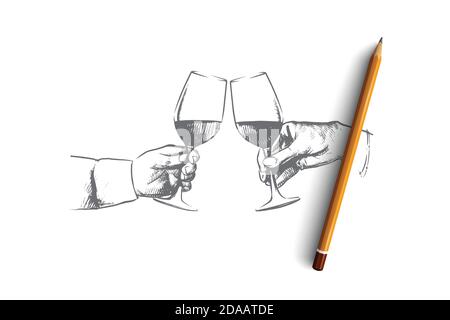 Concetto di tempo di festa. Vettore isolato disegnato a mano. Illustrazione Vettoriale