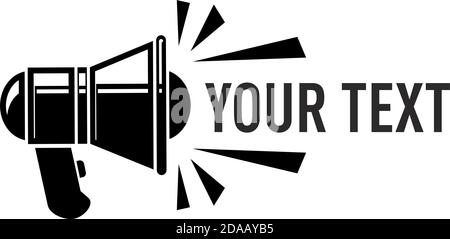 Modello di progettazione megafono per l'immissione di testo. Spazio per copiare il testo dell'annuncio, dell'annuncio o dell'annuncio. Vettore su sfondo trasparente Illustrazione Vettoriale