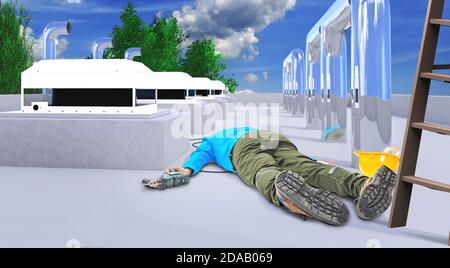 Immagine simbolica di un incidente sul luogo di lavoro Foto Stock