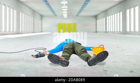 Immagine simbolica di un incidente sul luogo di lavoro Foto Stock