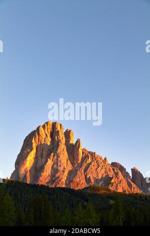 Dolomiti Italia - Alto Adige - Sassolungo (Langkofel, Saslonch) al tramonto Foto Stock