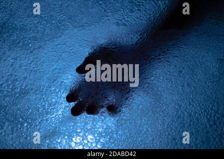 Bolle d'acqua colorate in una vasca idromassaggio, astratto Foto Stock