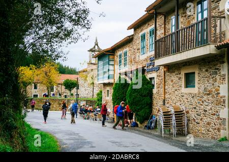 Il villaggio di San Paio. Modo francese, modo di San Giacomo. Santiago de Compostela, A Coruña, Galizia, Spagna, Europa Foto Stock