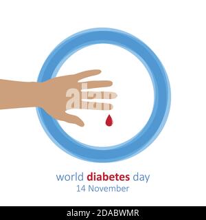 mano e goccia di sangue giornata mondiale del diabete 14 novembre vettore Illustrazione EPS10 Illustrazione Vettoriale