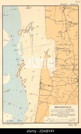 Bricqueville-sur-Mer grafico della costa del mare. Mappa di pianificazione D-Day. Manica. AMMIRAGLIATO 1943 Foto Stock