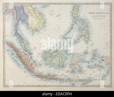 ARCIPELAGO ASIATICO/MALESE Indonesia Malesia Filippine Indochina SDUK 1857 mappa Foto Stock