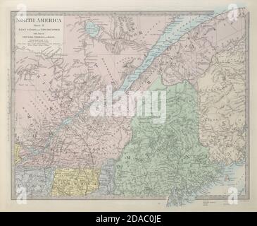 QUEBEC. Québec Canada Montreal tre fiumi Maine New Brunswick. Mappa SDUK 1857 Foto Stock