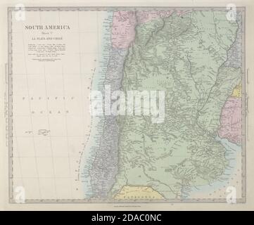 SUD AMERICA la Plata & Cile Argentina Uruguay Bolivia con Litoral Mappa SDUK 1857 Foto Stock