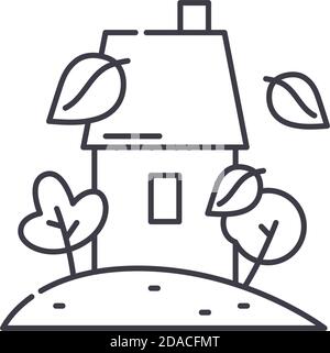 Icona autunnale, illustrazione lineare isolata, vettore di linea sottile, segno di disegno web, simbolo di concetto di contorno con tratto modificabile su sfondo bianco. Illustrazione Vettoriale