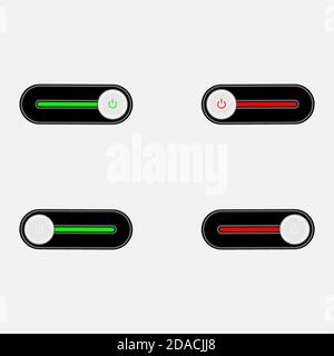 I pulsanti Off sono racchiusi in rosso, i pulsanti on sono racchiusi Illustrazione Vettoriale