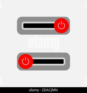 I pulsanti Off sono racchiusi in rosso, i pulsanti on sono racchiusi Illustrazione Vettoriale