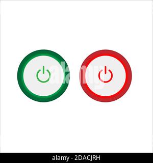 I pulsanti Off sono racchiusi in rosso, i pulsanti on sono racchiusi Illustrazione Vettoriale