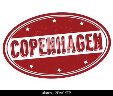 Francobollo in gomma Copenhagen su sfondo bianco, illustrazione vettoriale Illustrazione Vettoriale