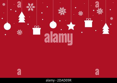 Sfondo di design natalizio con fiocchi di neve bianchi e ornato e libero spazio di copia Illustrazione Vettoriale