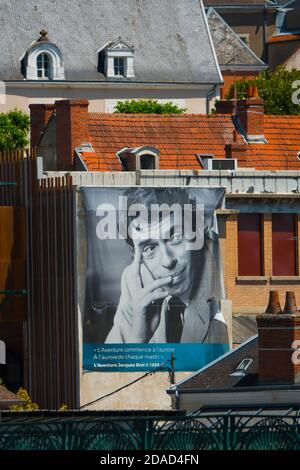 Francia, Cher (18), Vierzon, luogo Jacques Brel in omaggio alla sua canzone 'Vesoul' dove egli cita la città Foto Stock