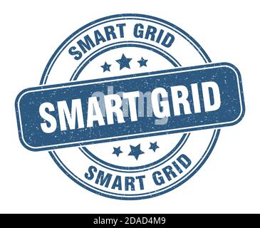 timbro smart grid. segnale smart grid. etichetta rotonda grunge Illustrazione Vettoriale