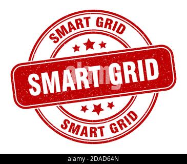 timbro smart grid. segnale smart grid. etichetta rotonda grunge Illustrazione Vettoriale