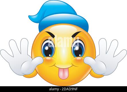Illustrazione vettoriale dell'emoticon di Cartoon che si stacca dalla lingua Illustrazione Vettoriale